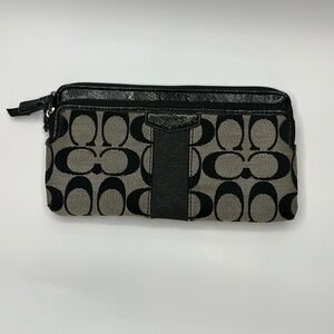 Small tan/black Coach wallet